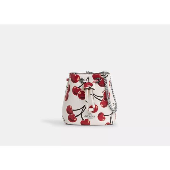 NWT COACH CZ030 Drawstring Wristlet With Cherry Print Chalk Multi - Picture 9 of 10